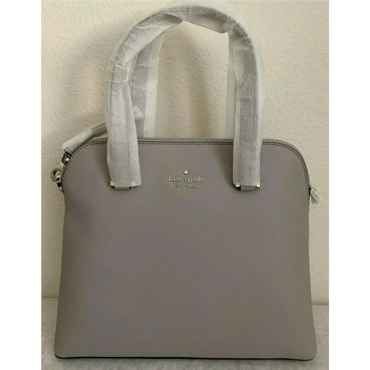 Kate Spade Maise Medium Dome Leather Satchel Bag Soft Taupe Pack