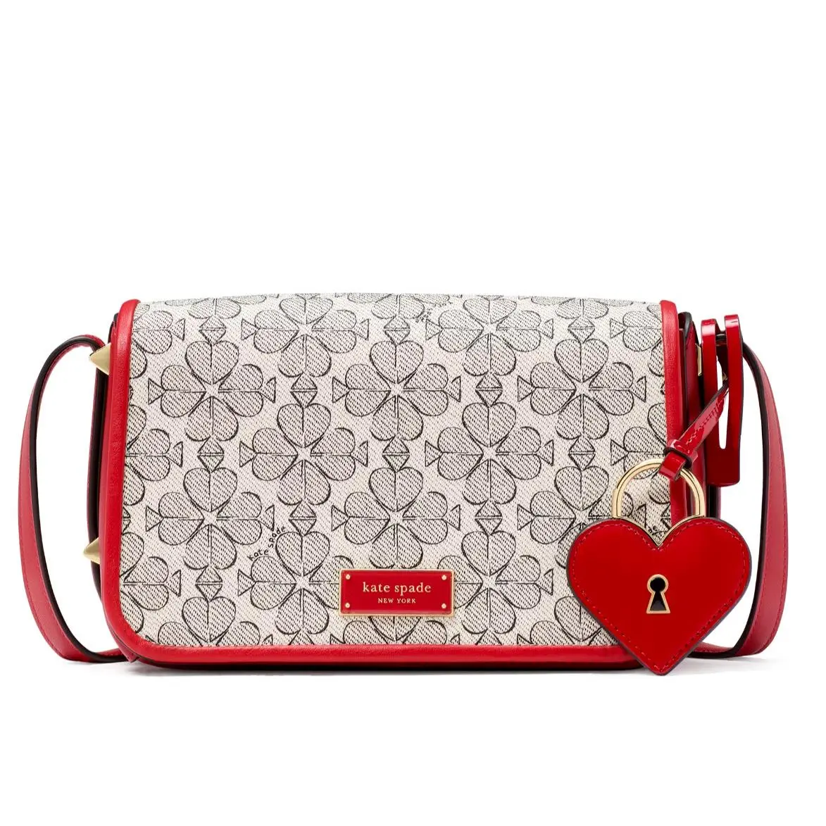 New Kate Spade Liv Spade Flower Small Flap Crossbody Cherry Rose with Dust Bag