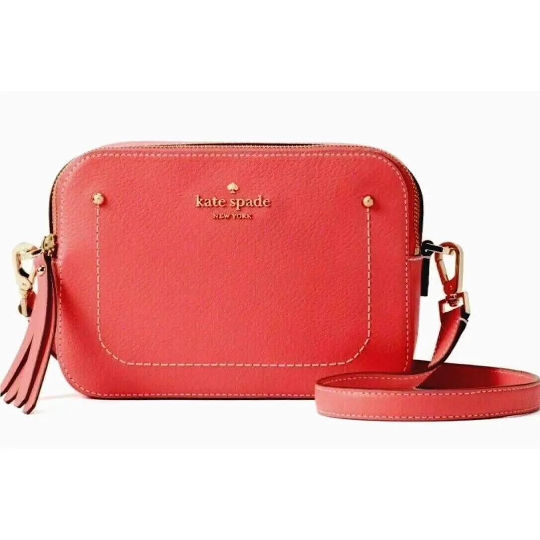 New Kate Spade Juliet Thompson Street Camera Bag Leather Bright Flamingo