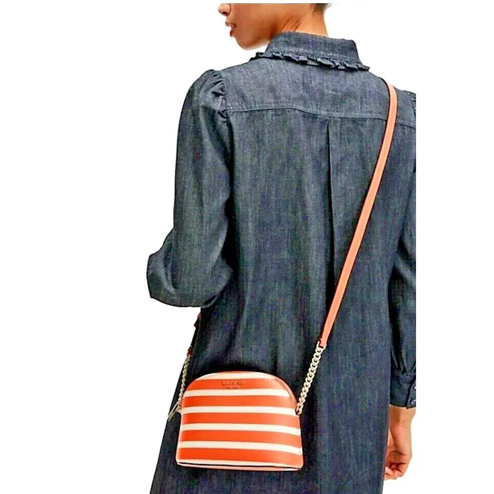 New Kate Spade Spencer Dtripe Dmall Dome Crossbody Tamarillo Multi
