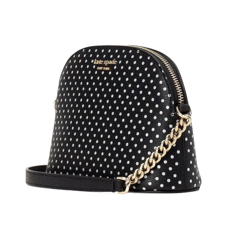 New Kate Spade Spencer Dot Mixed Material Crossbody Set Black Multi / Dust Bag