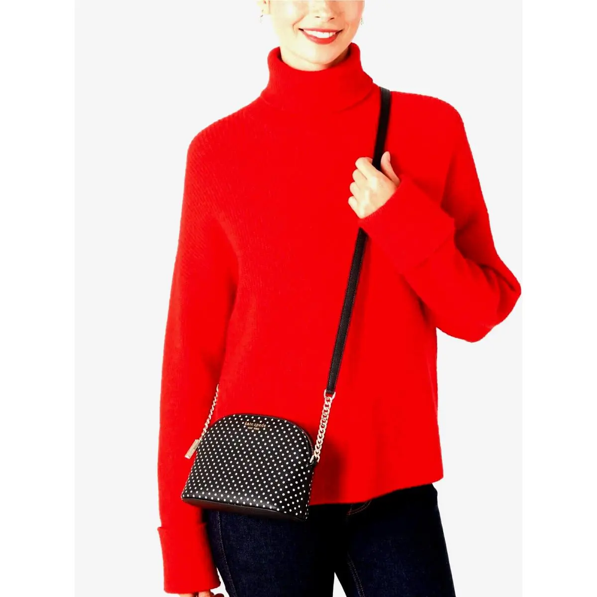 New Kate Spade Spencer Dot Mixed Material Crossbody Set Black Multi / Dust Bag