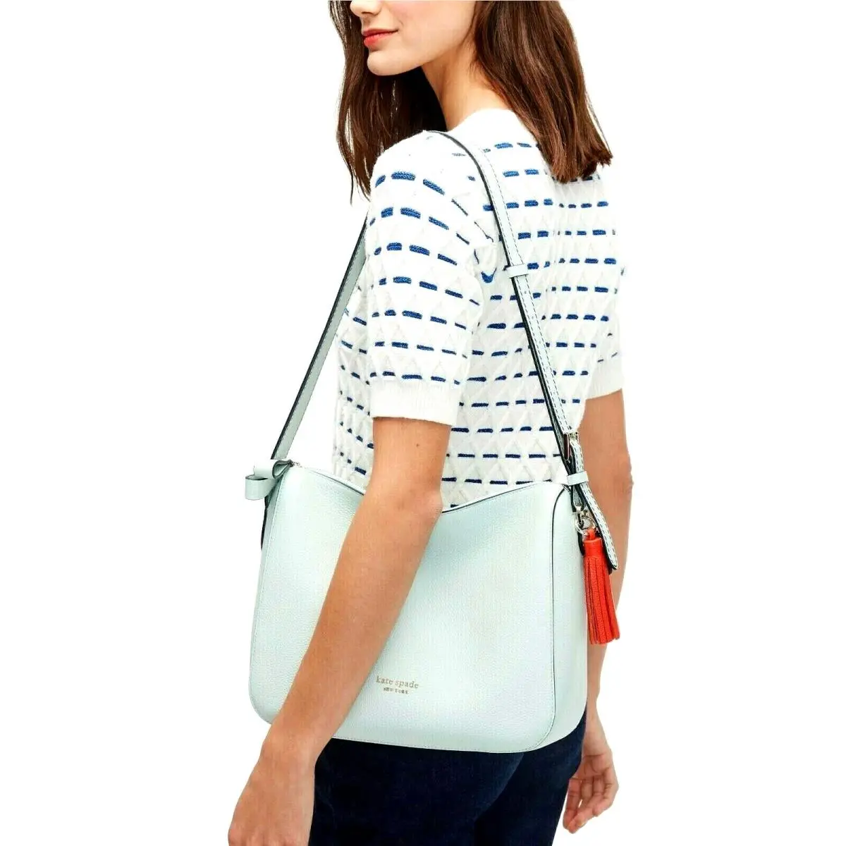 New Kate Spade Anyday Medium Shoulder Bag Pebble Leather Crystal Blue / Dust Bag