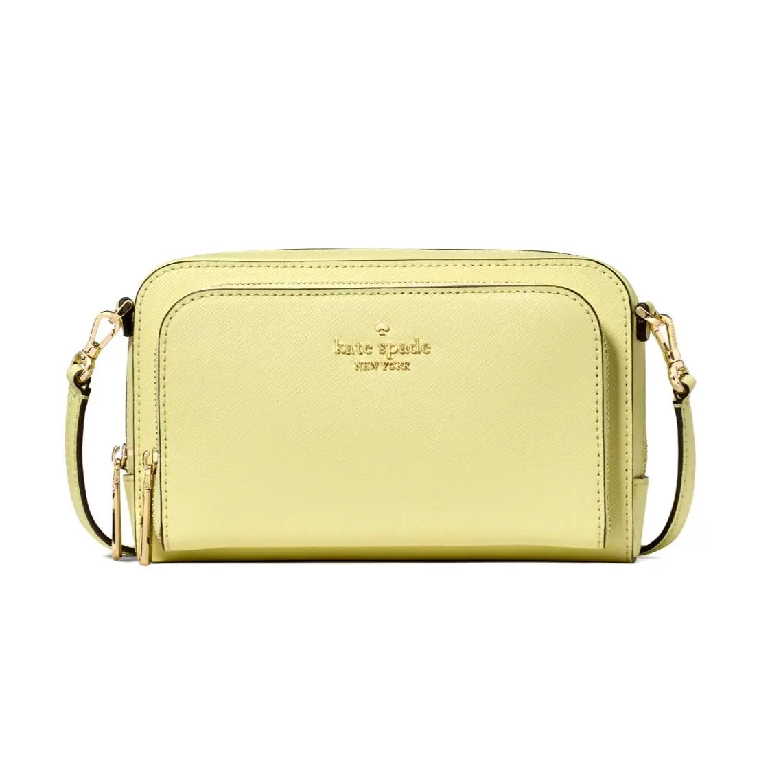 New Kate Spade Staci Dual Zip Around Crossbody Leather Tennis Ball with Dust Bag