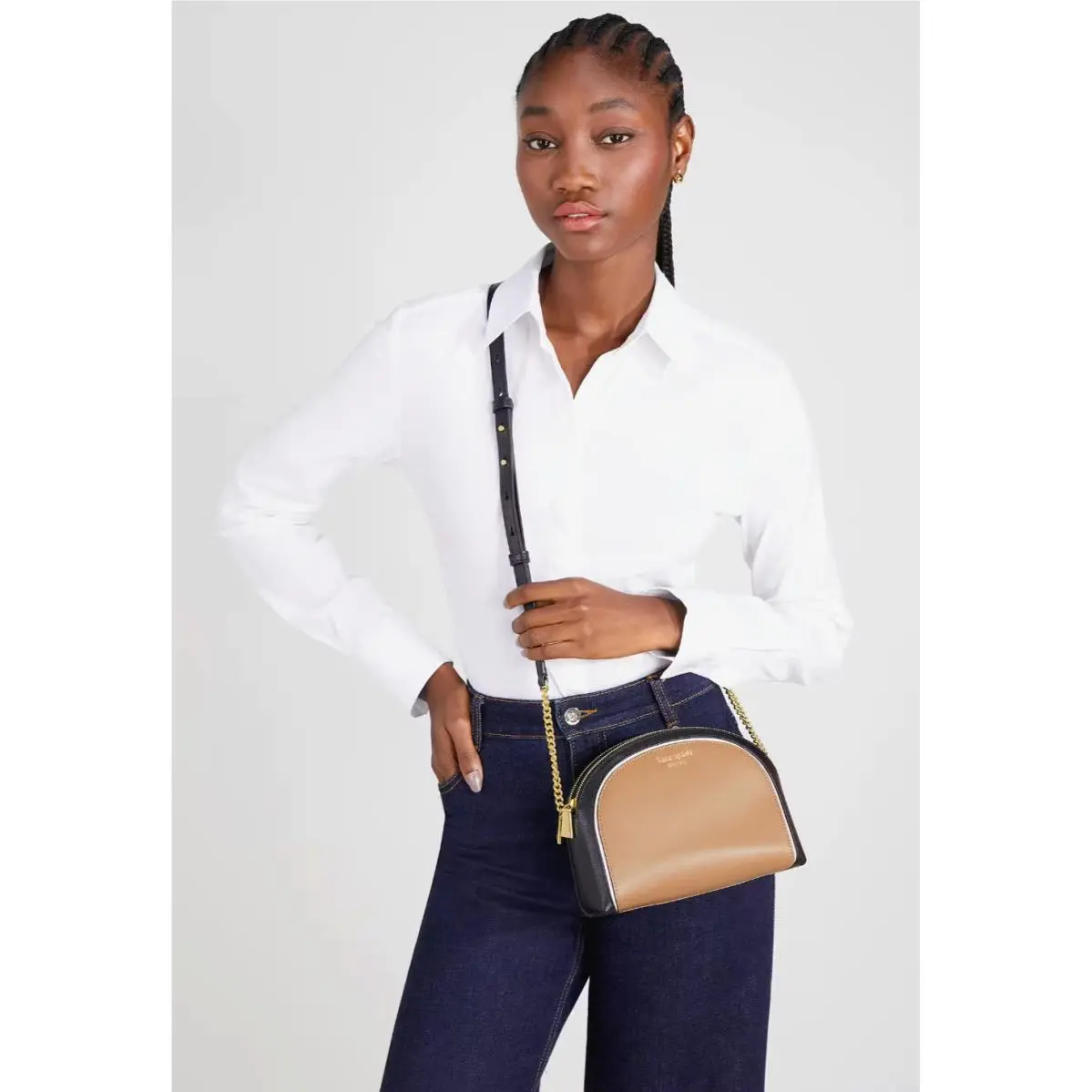 New  Morgan Colorblock Double-zip Dome Crossbody Cafe Mocha / Dust Bag by Kate Spade