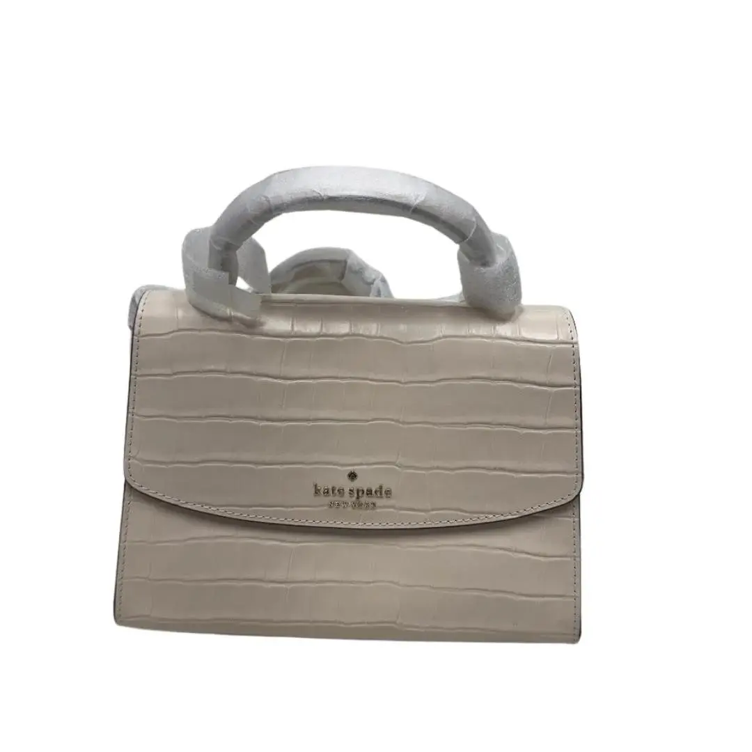 Kate Spade Darcy Croco Embossed Leather Top Handle Satchel Beige