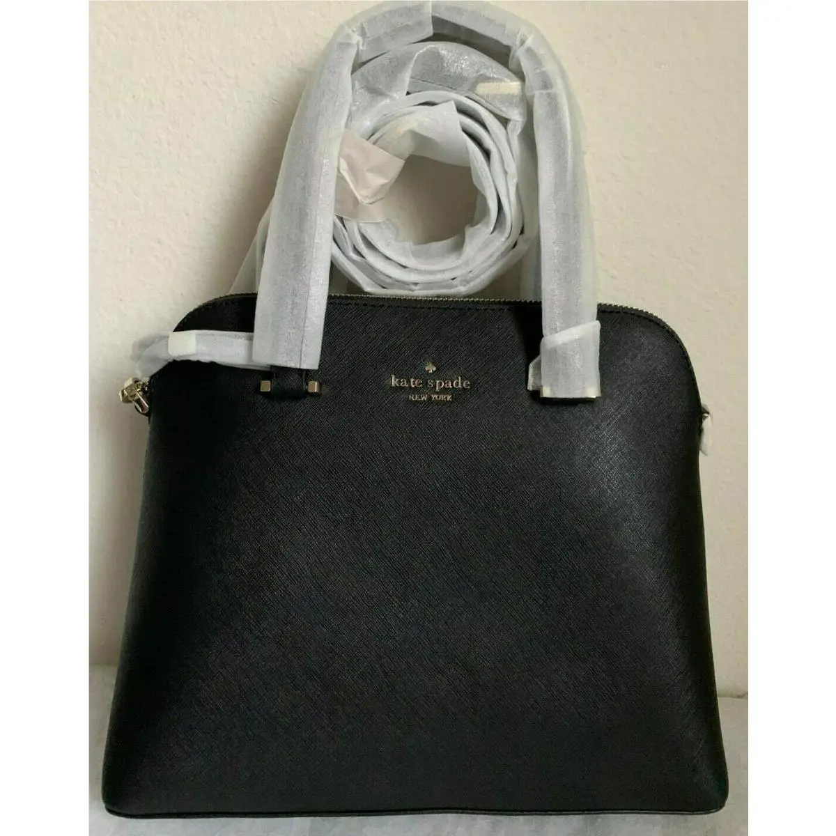 Kate Spade Maise Medium Dome Leather Satchel Bag Black Pack