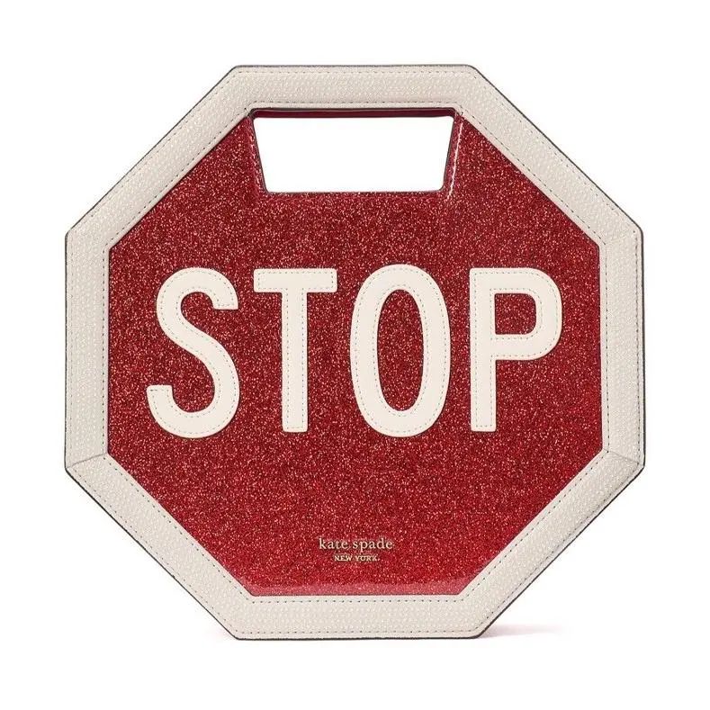Kate Spade Cars Glitter Patent Leather 3D Stop Sign Crossbody Bag
