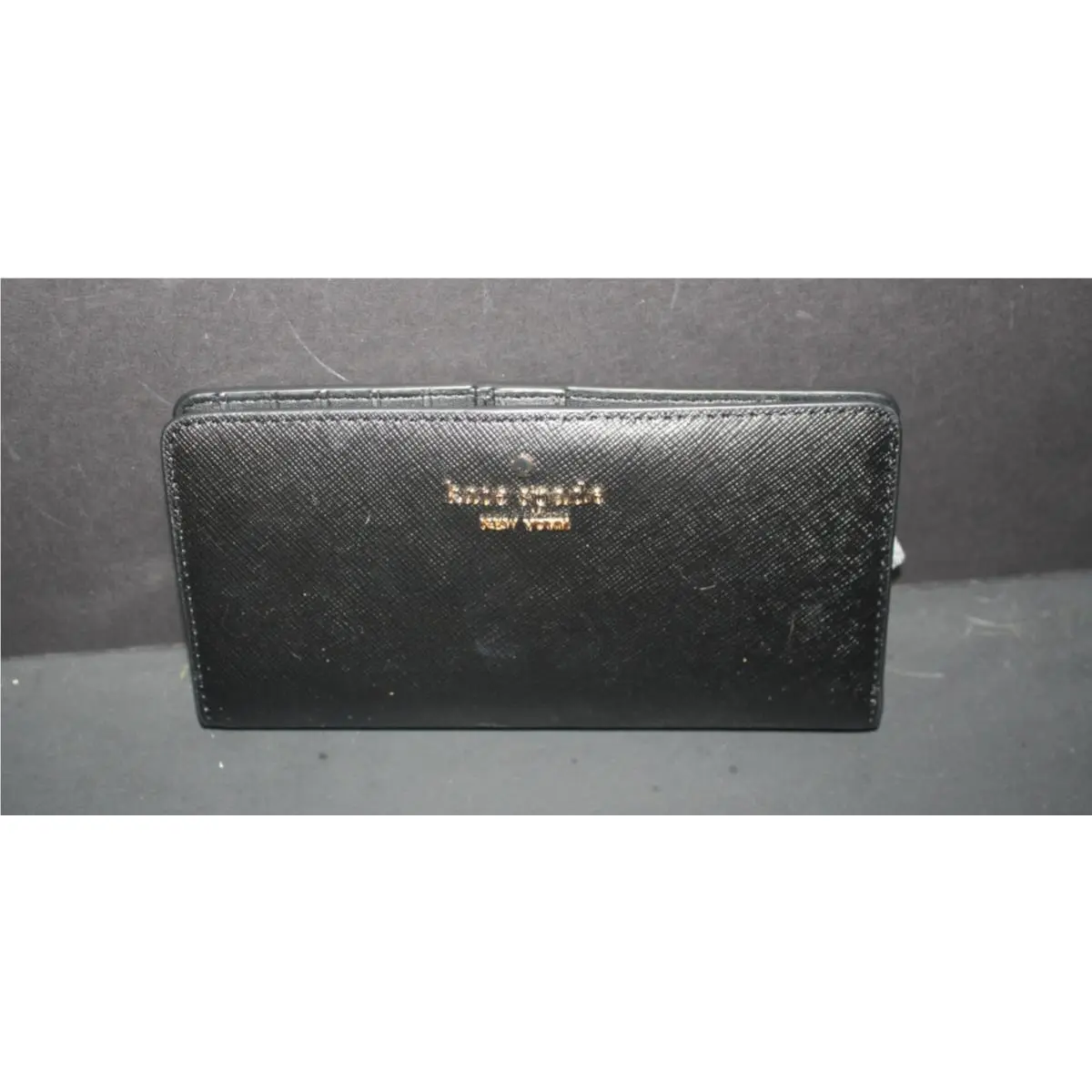 Kate Spade Pebbled Leather Large Slim Bi-fold Wallet Black - KA575