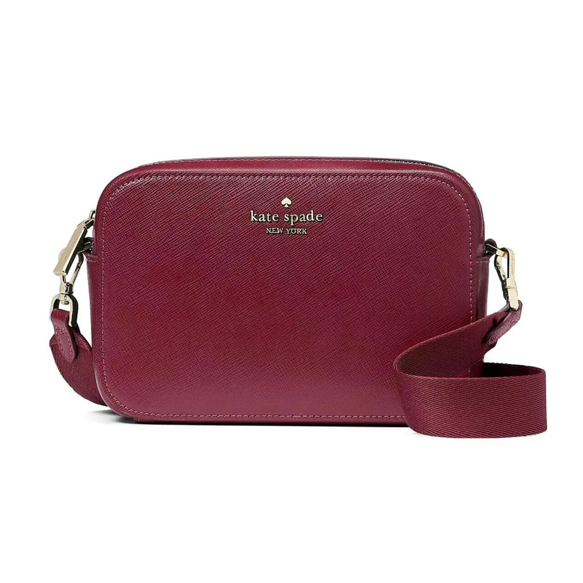 New Kate Spade Madison Mini Camera Bag Saffiano Leather Blackberry with Dust Bag