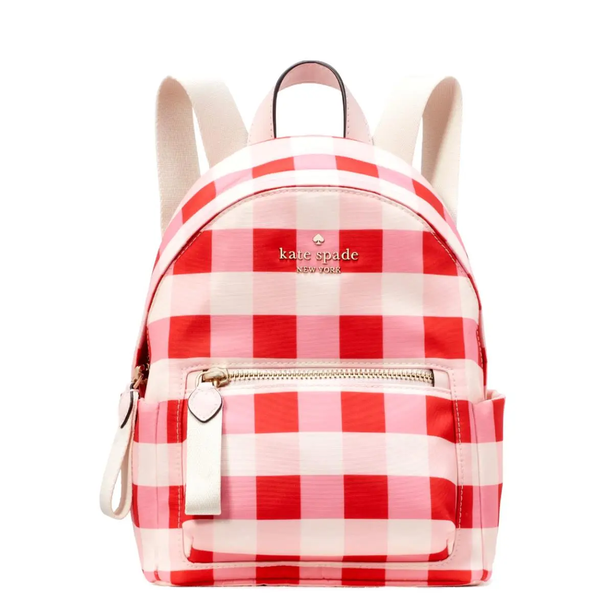 New Kate Spade Chelsea Gingham Mini Backpack Nylon Pink Multi