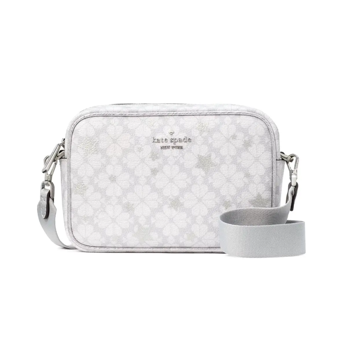 New Kate Spade Spade Flower Star Toss Mini Camera Bag Platinum Grey / Dust Bag