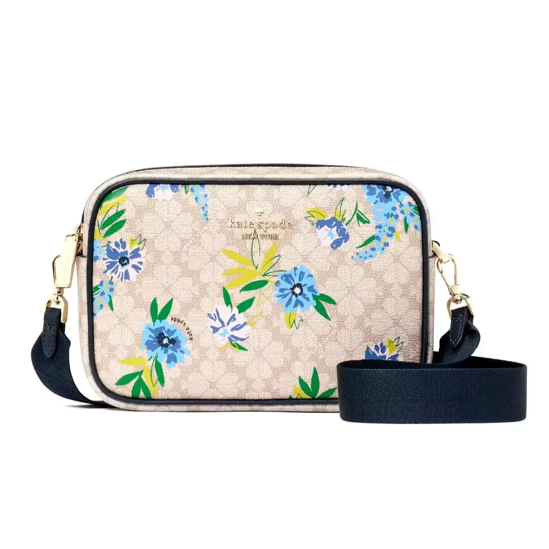 New Kate Spade Spade Flower Floral Camera Bag Blazer Blue Multi with Dust Bag