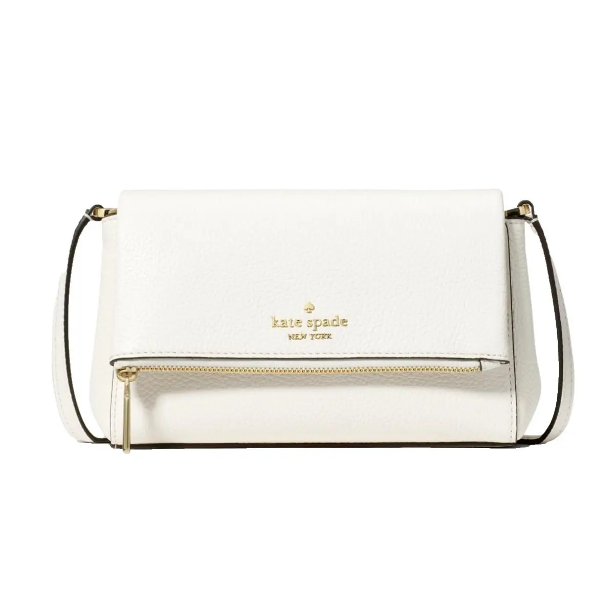 New Kate Spade Leila Mini Zip Crossbody Pebble Leather Meringue with Dust Bag
