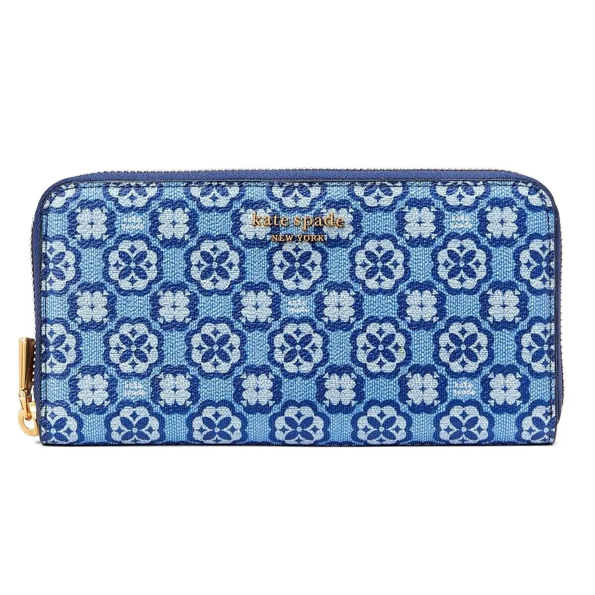 New Kate Spade Spade Flower Monogram Zip Around Continental Wallet Outerspace