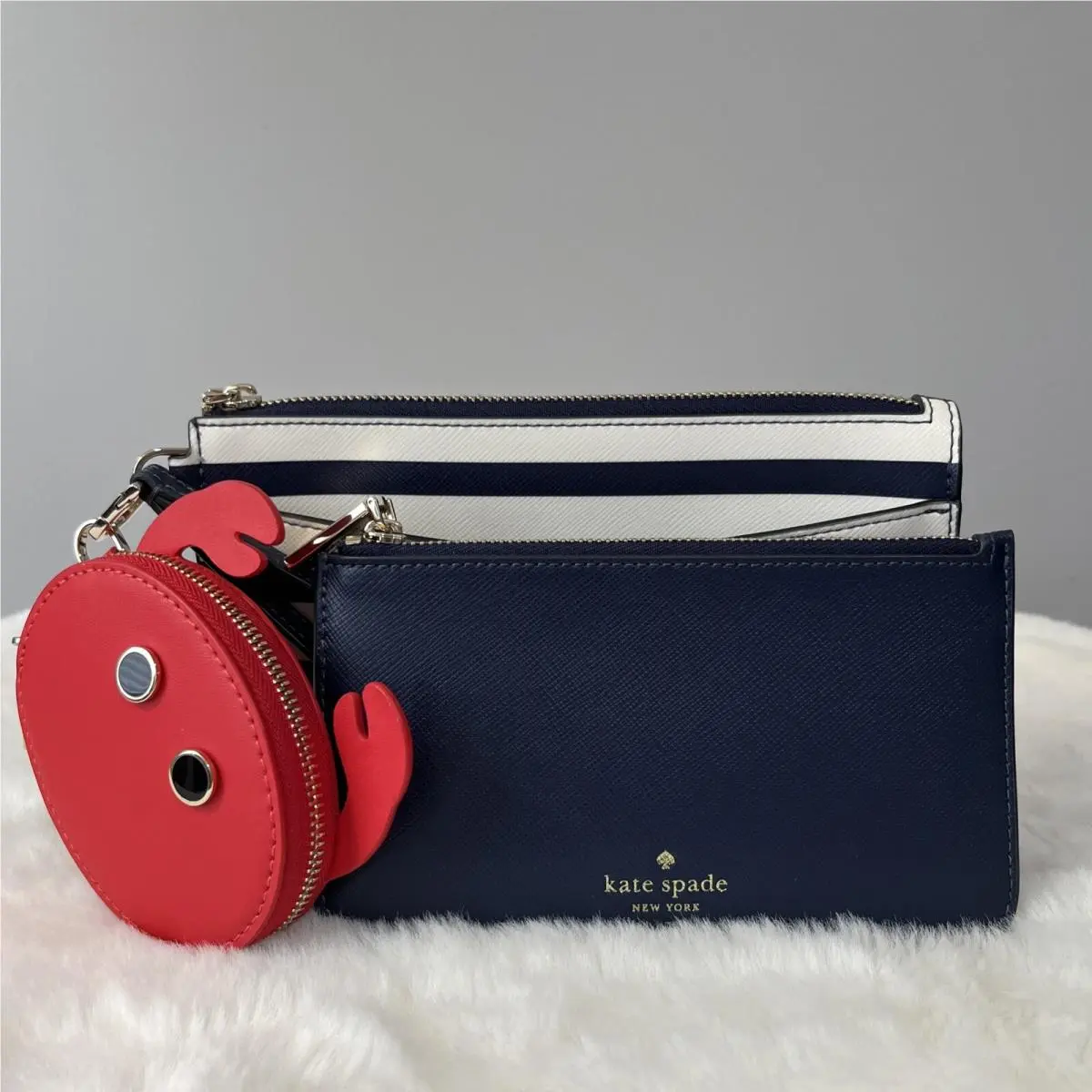 Kate Spade Pinch Me Crab Wristlet Multi 3 Piece -crab Coin Purse- Cardholder