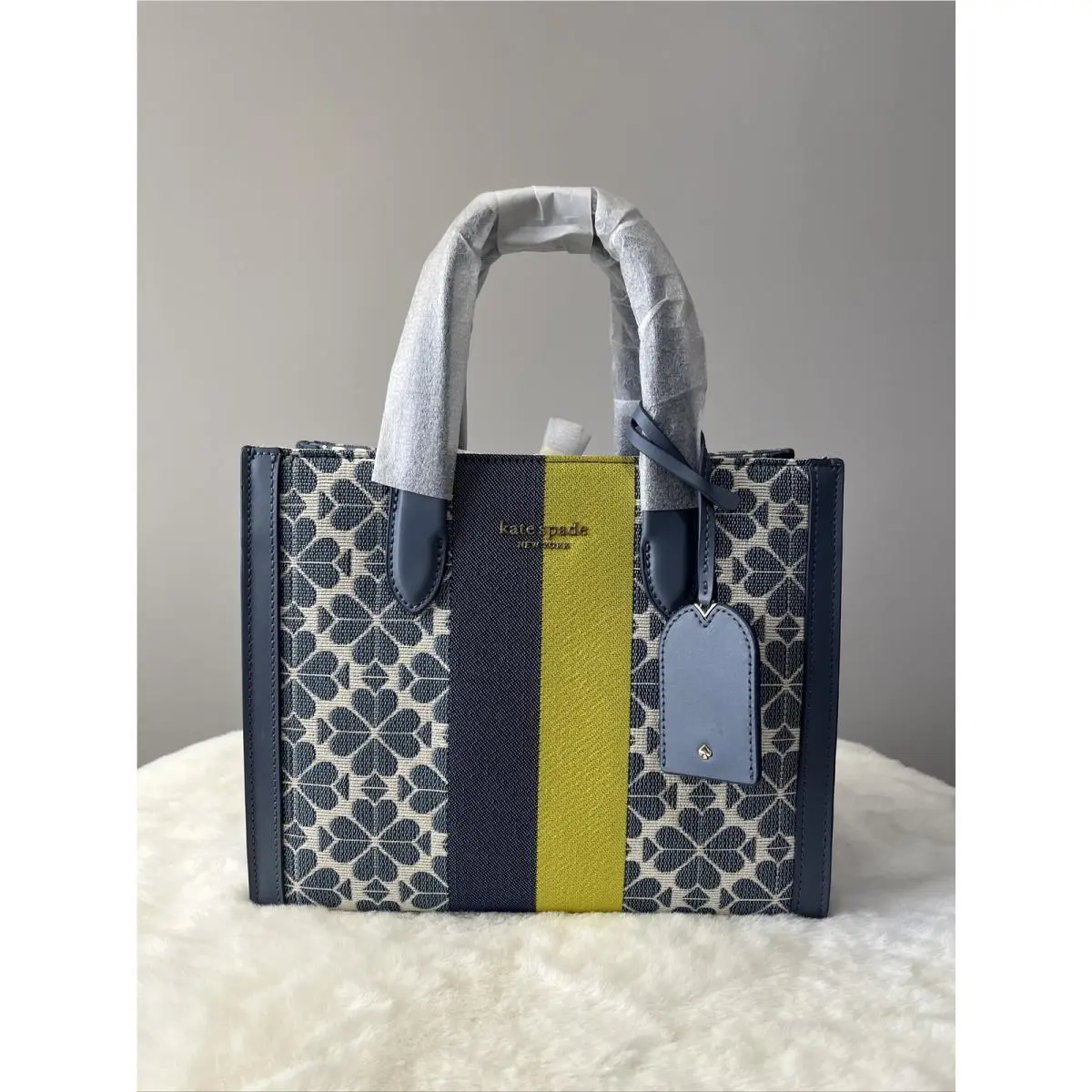 Kate Spade- Spade Flower Jacquard Manhattan Stripe Small Satchel