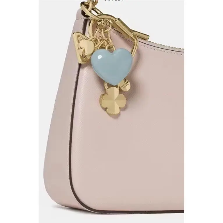 New Kate Spade Heart Keychain Key Fob Bag Charm Light Blue