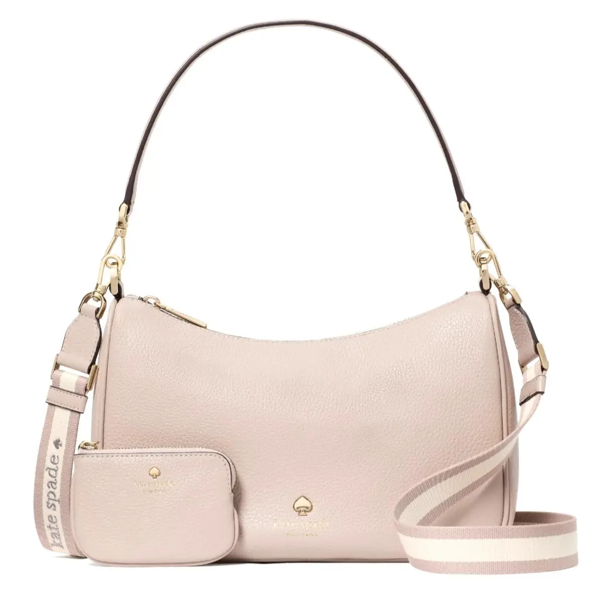 New Kate Spade Emma Medium Shoulder Bag Pebble Leather Cozy Grey