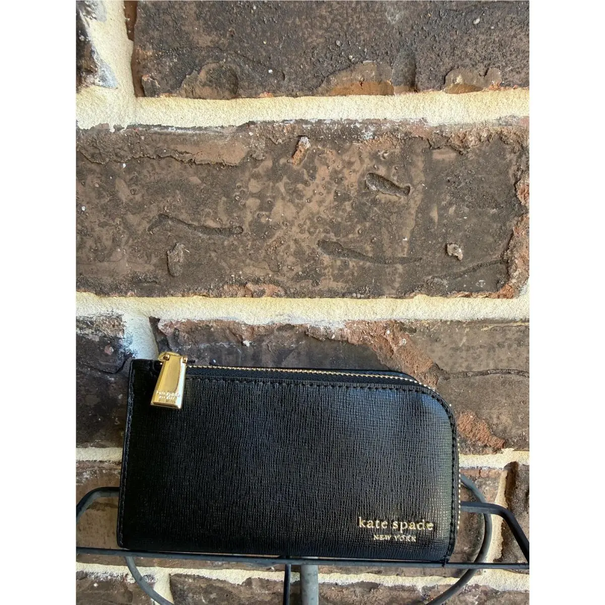 NWT$110 Kate Spade Devin Small Slim Bifold Wallet Black K1671 Saffiano Leather
