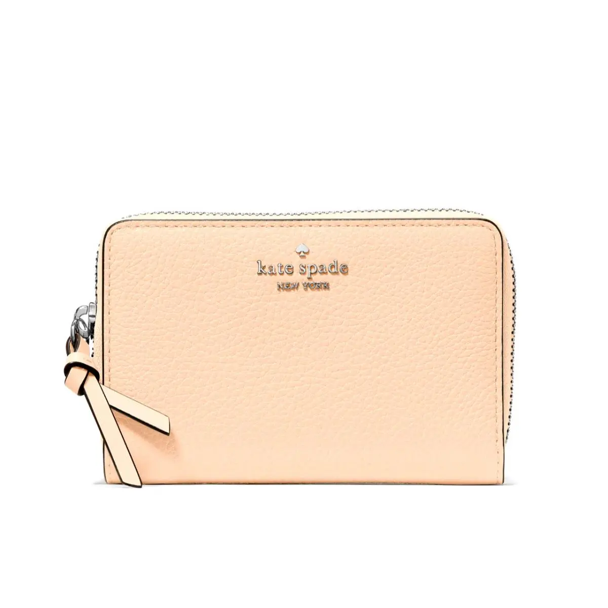New Kate Spade Knott Medium Wallet Pebble Leather Crisp Peach