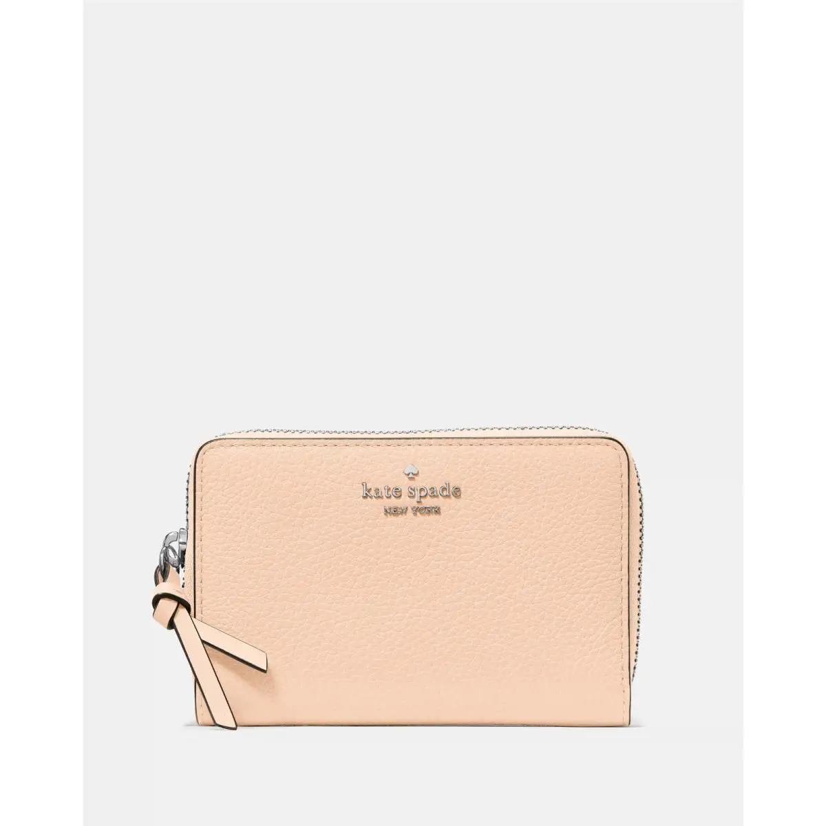 New Kate Spade Knott Medium Wallet Pebble Leather Crisp Peach