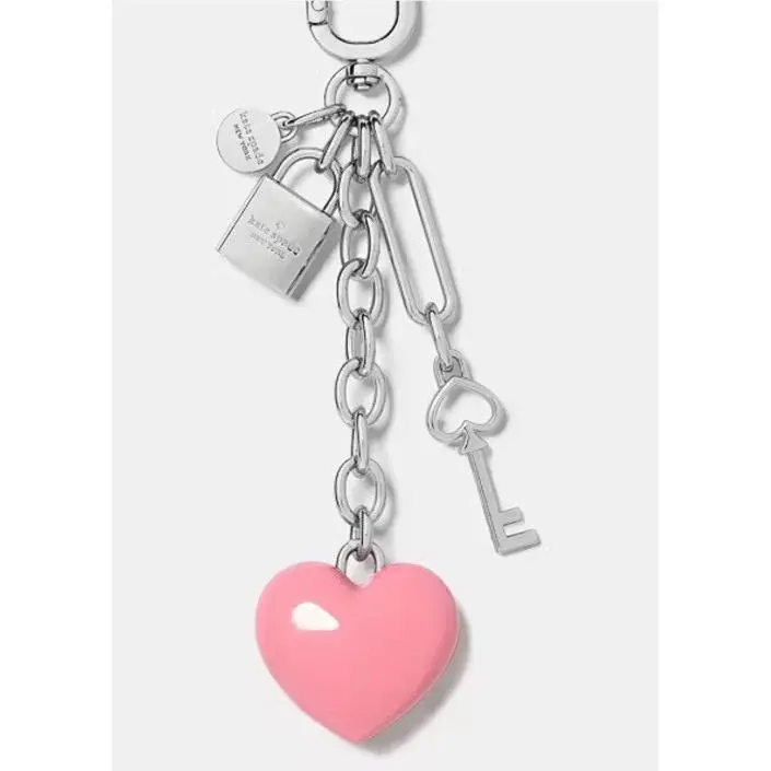 New Kate Spade Lock and Key Fob Bag Charm Keychain Pink