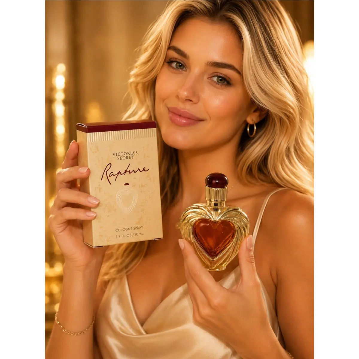 Victoria`s Secret Rapture Cologne Parfum Edp Heart Shaped 1.7 OZ Vintage Perfume