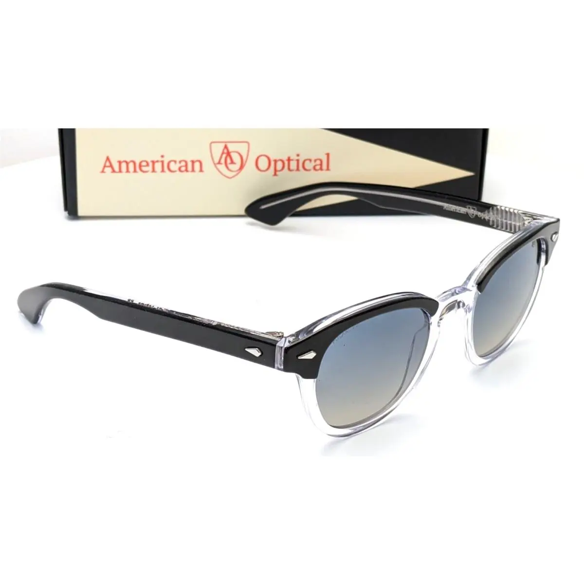 American Optical Times Oval Black Crystal Gray Unisex Sunglasses 47mm
