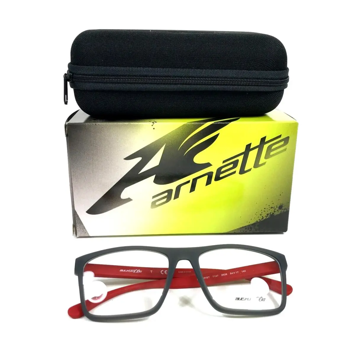 Arnette Eyeglasses Frames MC Twist 7147 2526 Matte Gray Red Full Rim 54-17-140