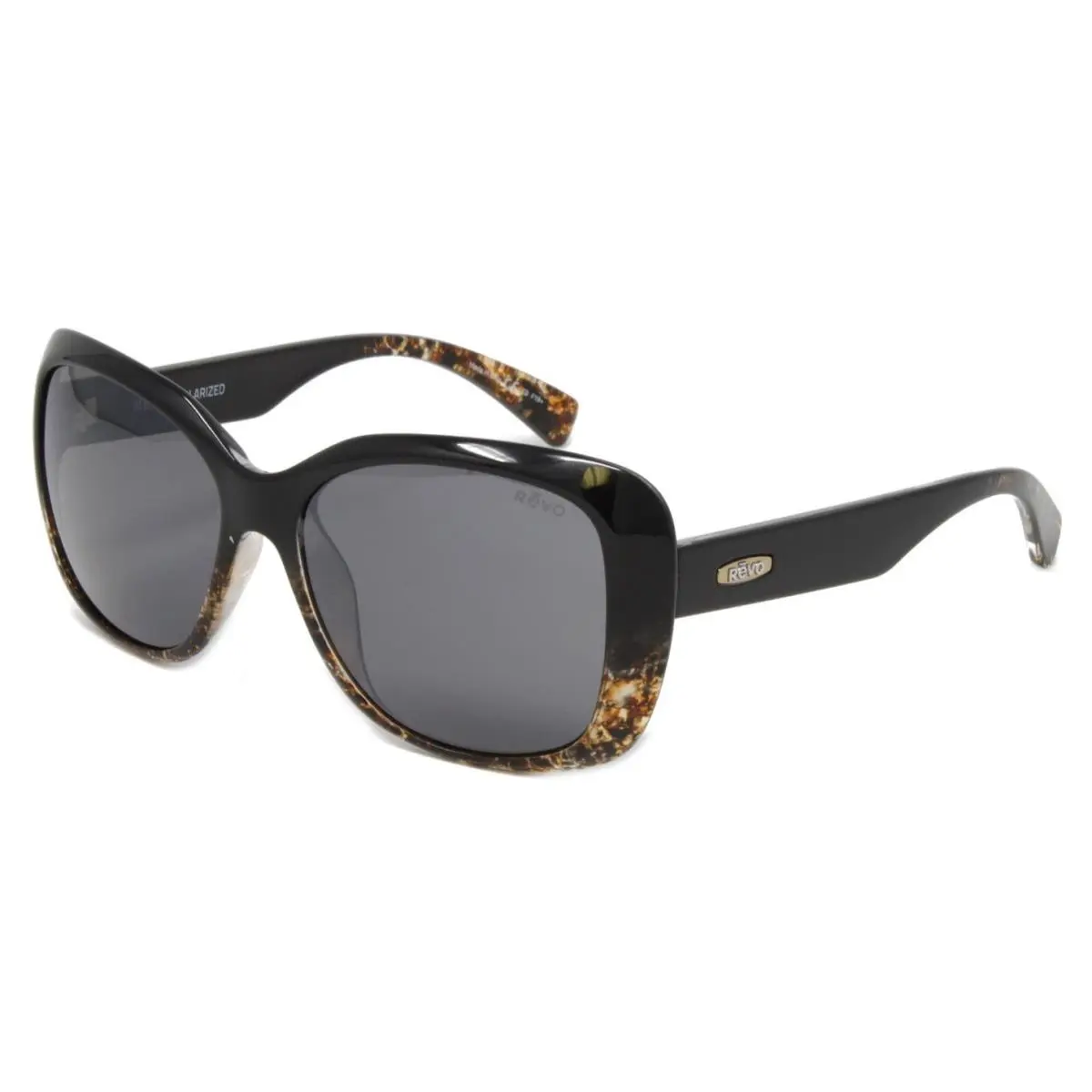 Revo Women`s Sunglasses Devin RE1055 01GY Black Amber Polarized Lens 56mm