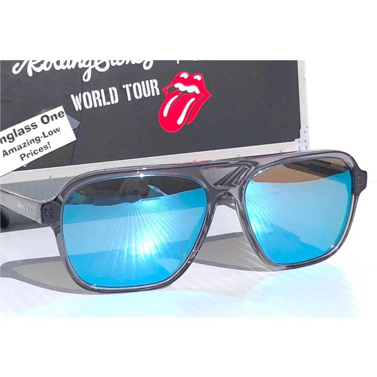 Revo Rolling Stones Undercover Crystal Grey Polarized Blue Sunglass 7104 00 BL