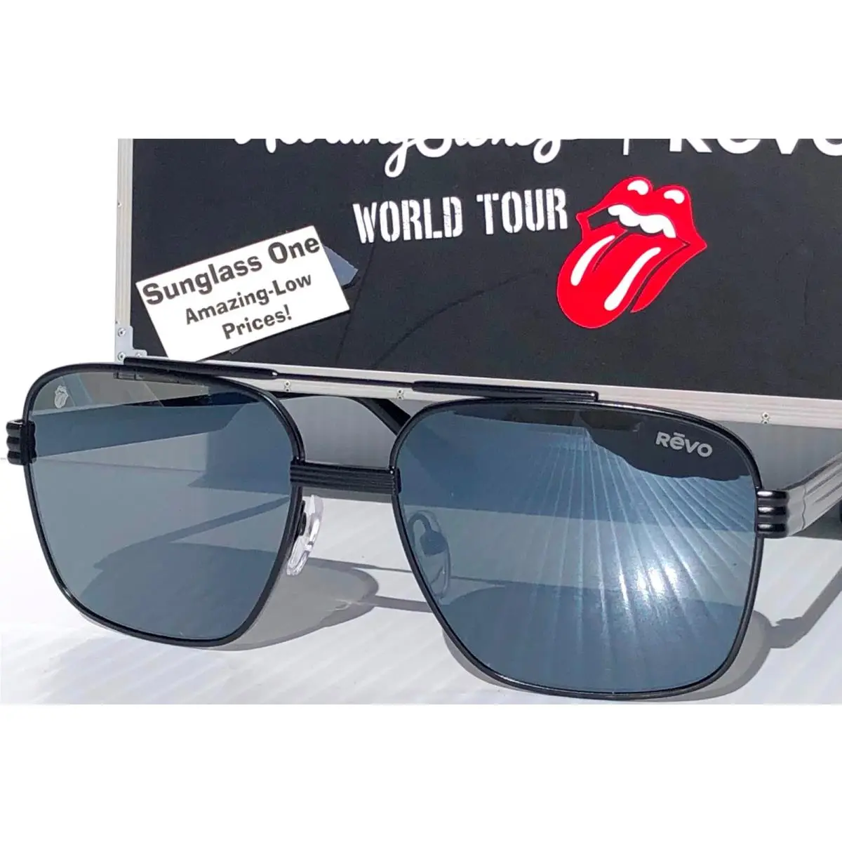 Revo Rolling Stones Midnight Rambler Black Polarized Grey Sunglass 7123 01 GY
