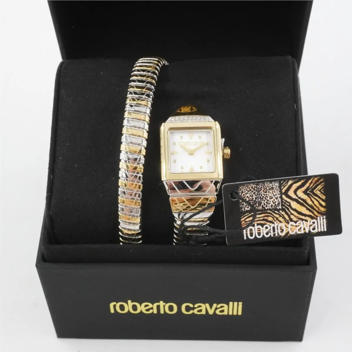 Snake Core Silver Gold-tone Ladies Quartz Wrap Watch RC5L076 by Roberto Cavalli