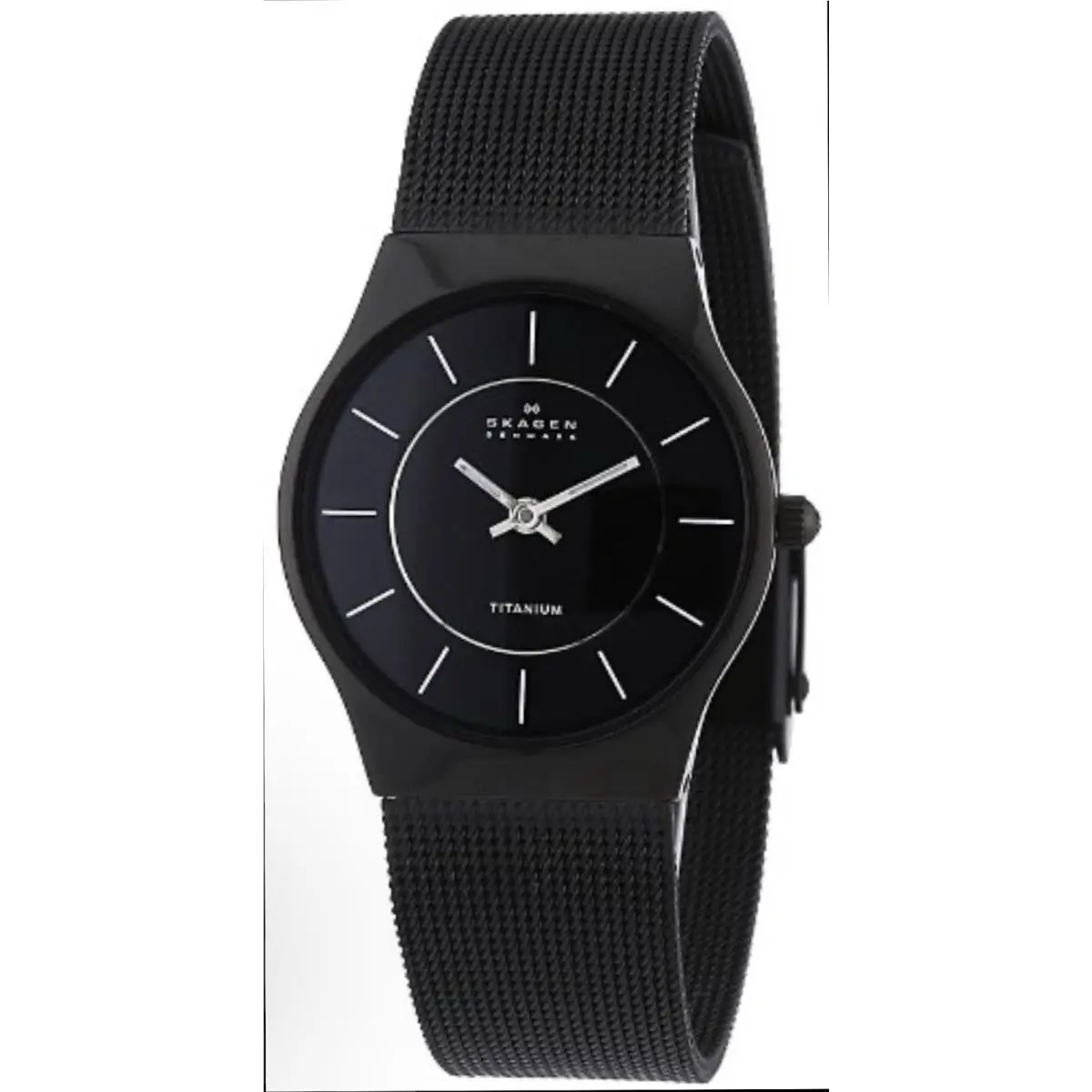 Skagen Denmark 233STMB Womens Black Titanium Analog Dial Quart Milanese Band
