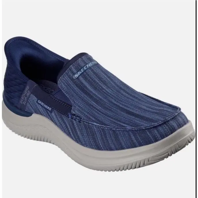 Men Skechers Hasting-zayden Hands Free Slip-on Walking Shoes Sneaker Blue 205210
