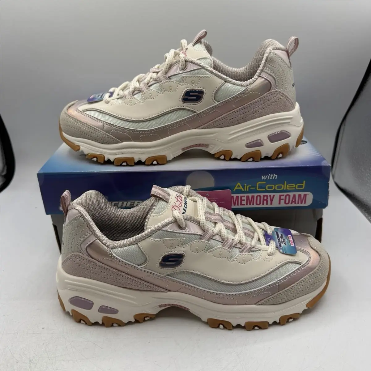 Skechers D`lites Dazzling Shine Shoes Womens Sz 8 Light Pink Sneakers 150556