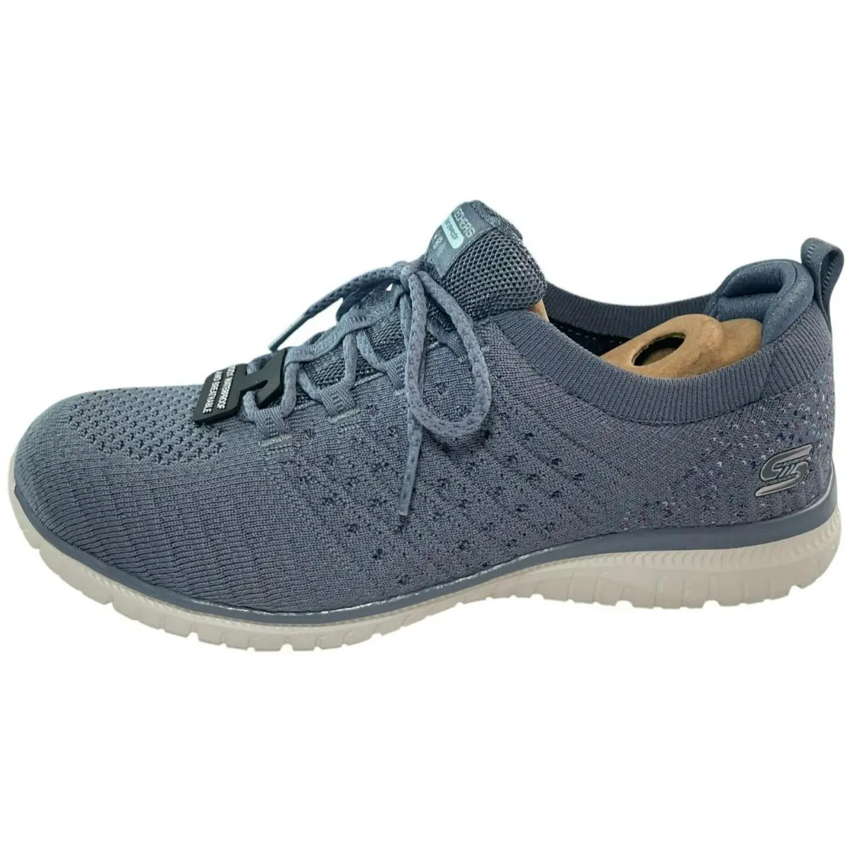 Skechers Virtue Rainy Romance Memory Foam Waterproof Shoes Blue Wmns Sz 8.5
