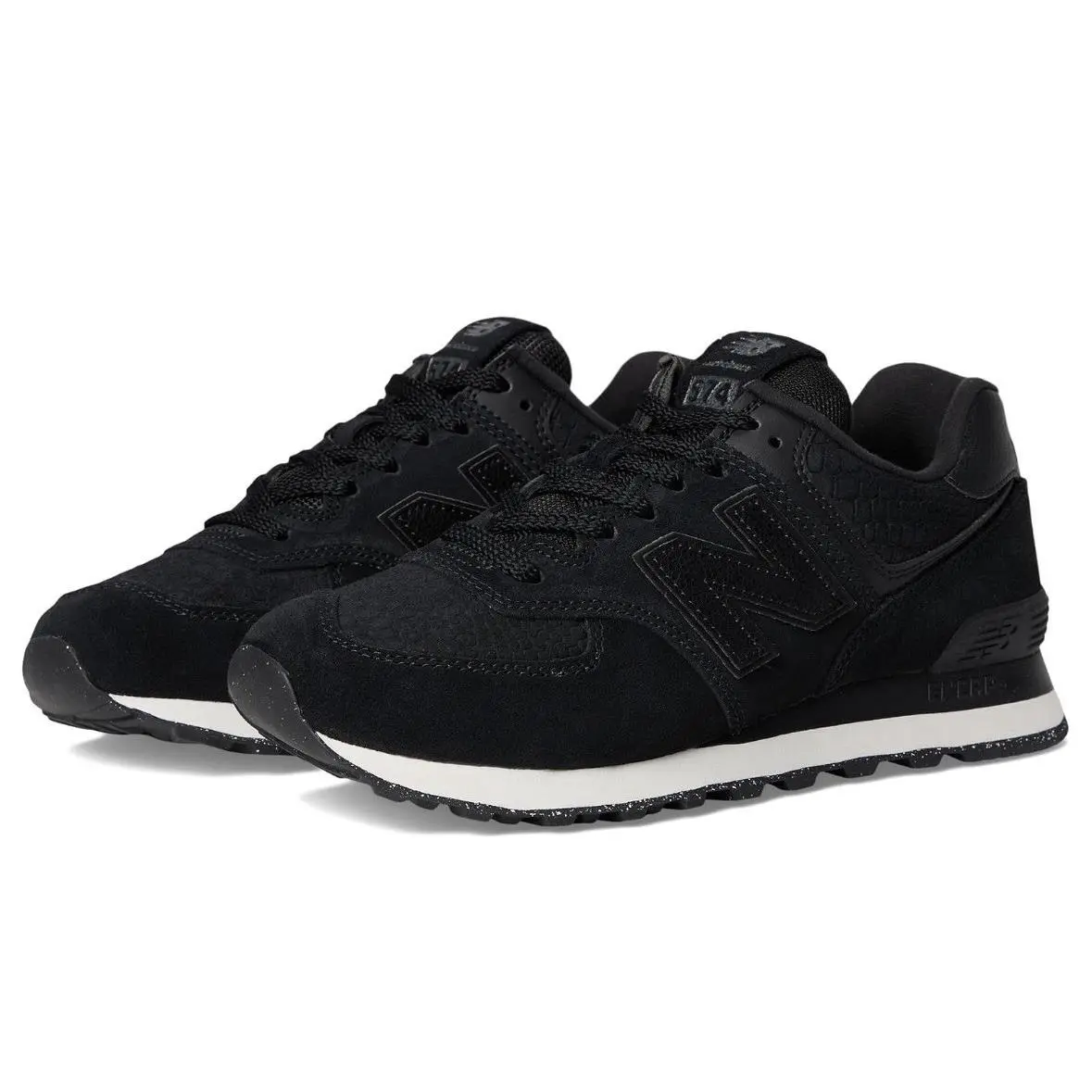 Size 9 Women`s New Balance 574 Croco Embossed Suede Sneakers WL574PSS Black