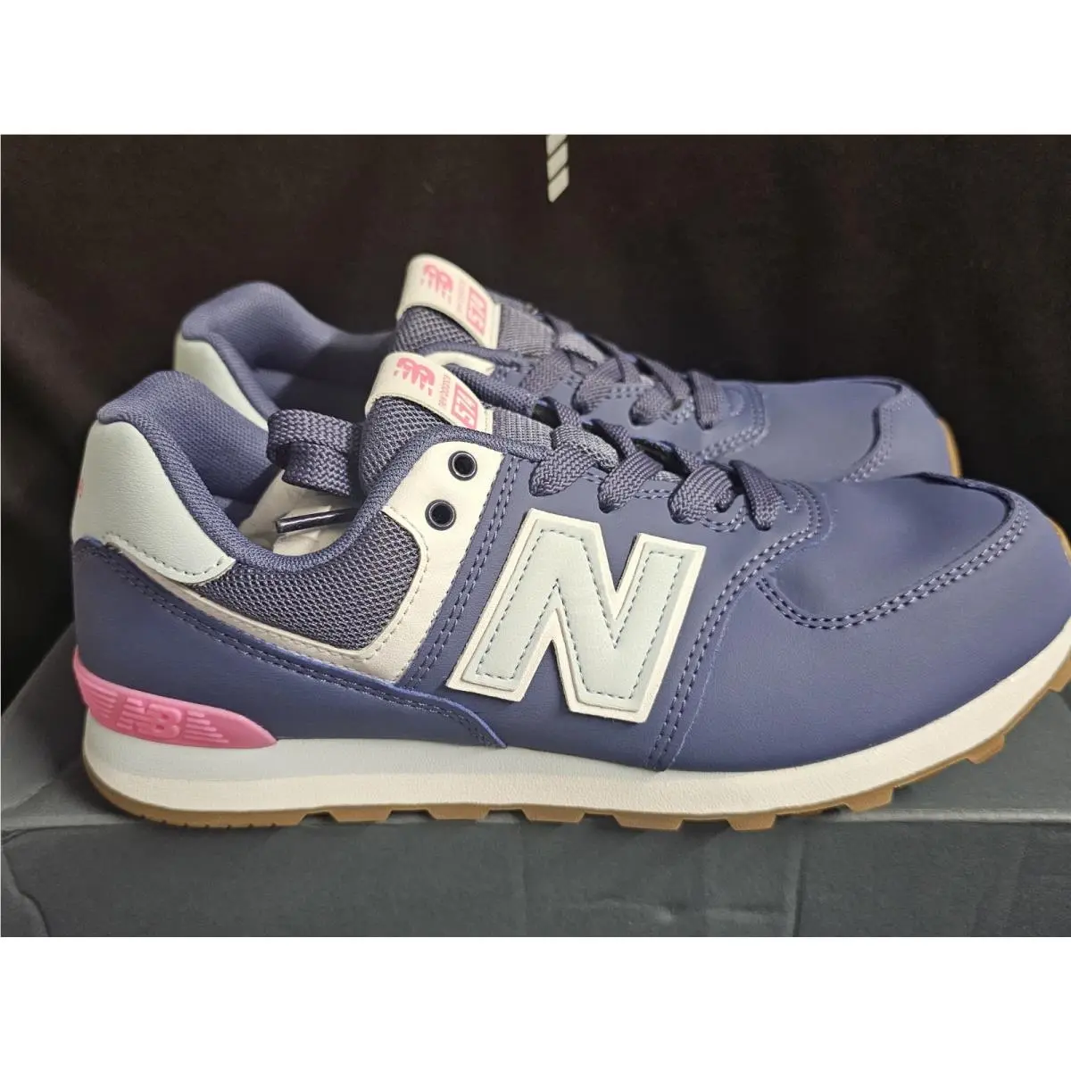New Balance 574 - Kids 6.5 Woman 8 Medium Brand Navy/baby Blue/pink