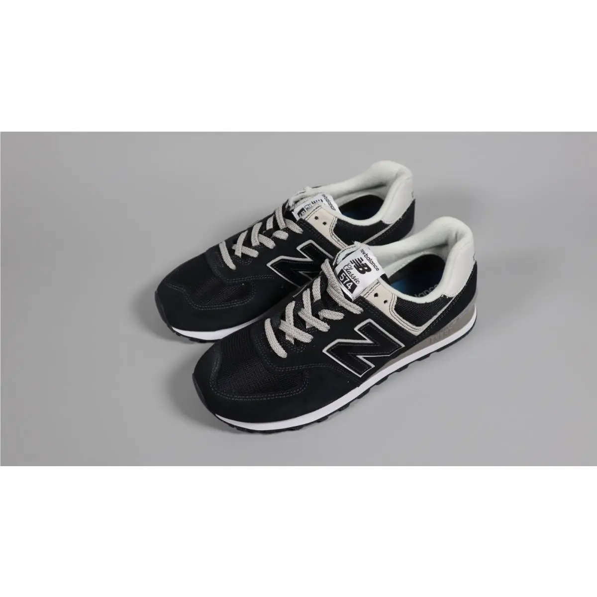 New Balance Women`s 574 Core Sneaker Black and White Size 9.5
