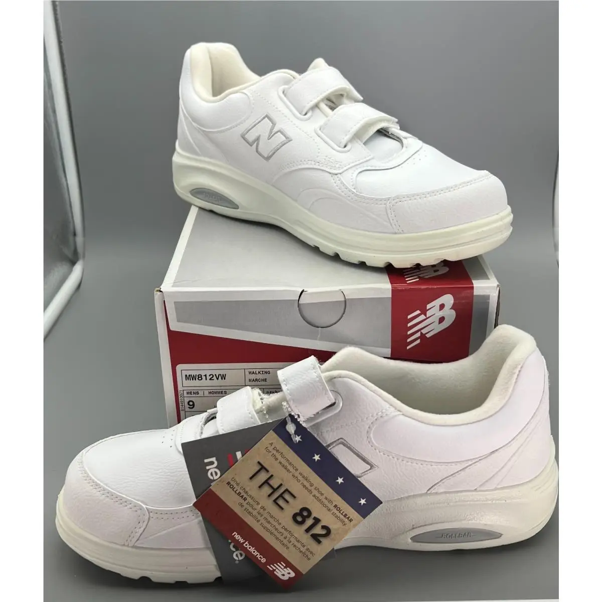 New Balance 812 Mens 9 4E Extra Wide Walking Shoes White Leather MW812VW Usa