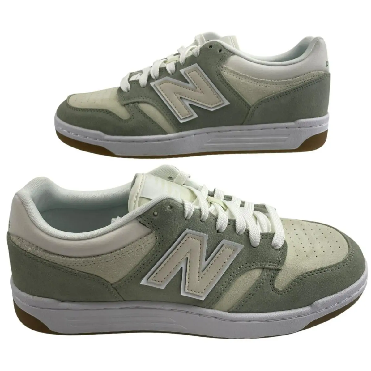 New Balance 480 Court Shoes Green White Suede Unisex Men`s Sz 9.5 Wmn`s 11 New