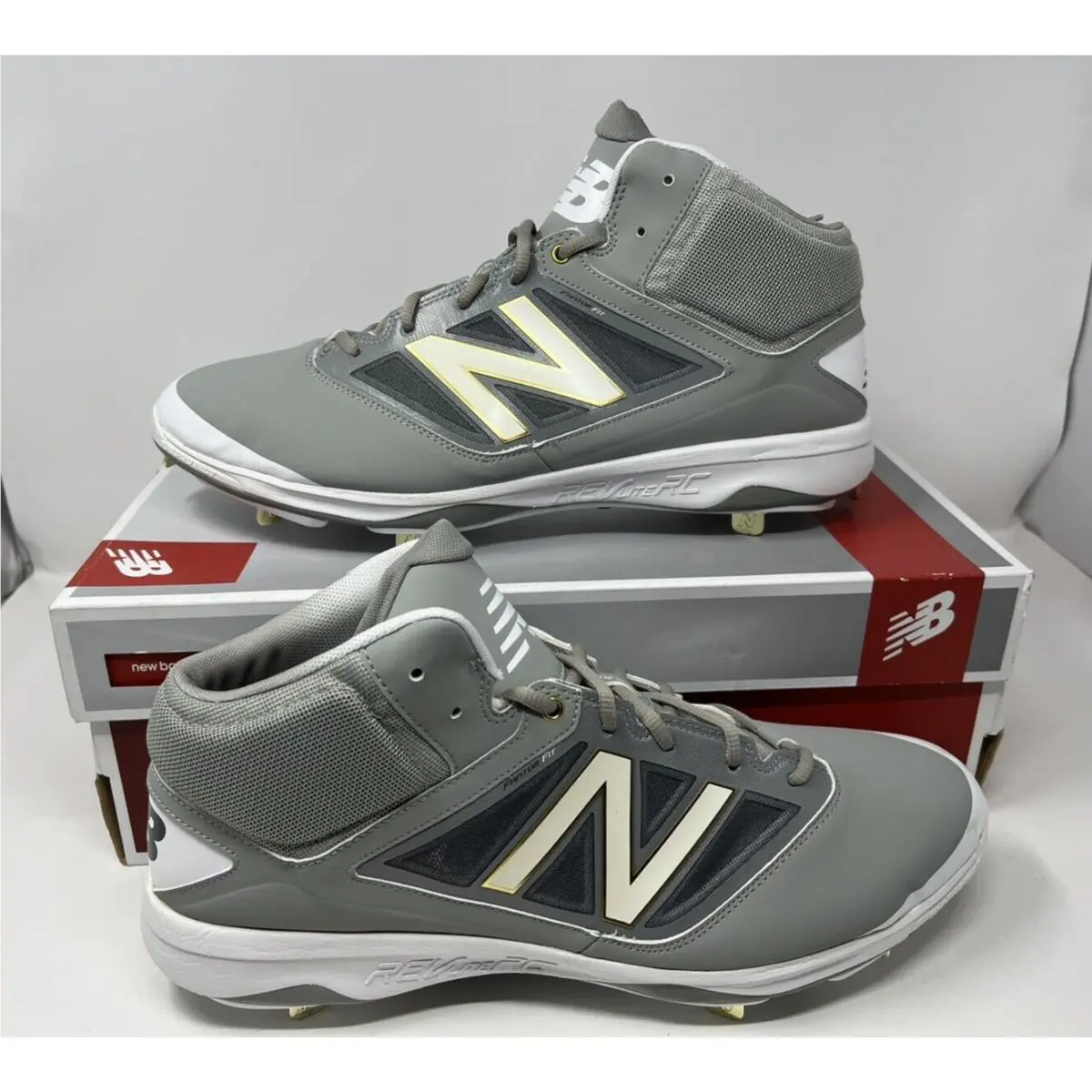New Balance Men`s Sz 16 M4040GW3 Mid Metal Baseball/softball Cleats Gray/white