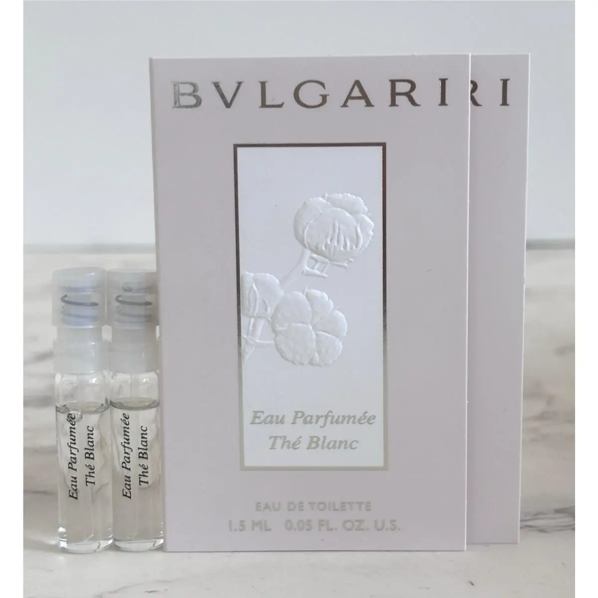 2 x Bvlgari Eau Parfumée Thé Blanc Eau de Toilette Samples 0.05fl oz/1.5ml Each