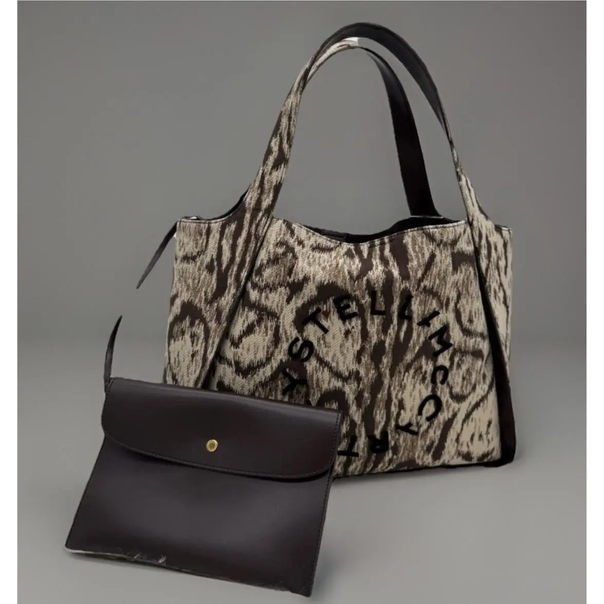 Stella Mccartney Clouded Leopard Jacquard Large Logo Tote by Stella McCartney