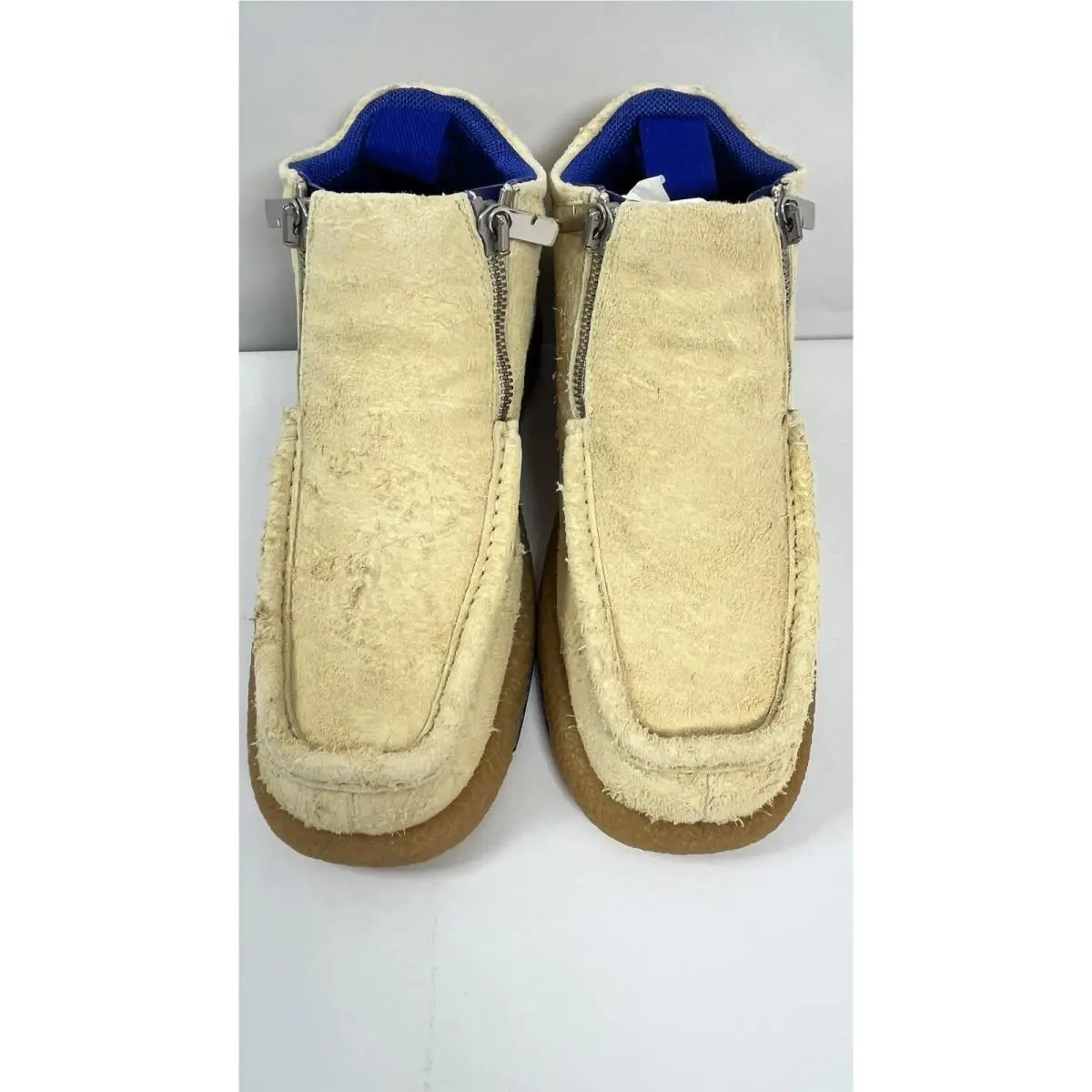 Burberry Chance Zip Boots EU39 US6.5 Ivory Calf Suede Made Italy Box Bag