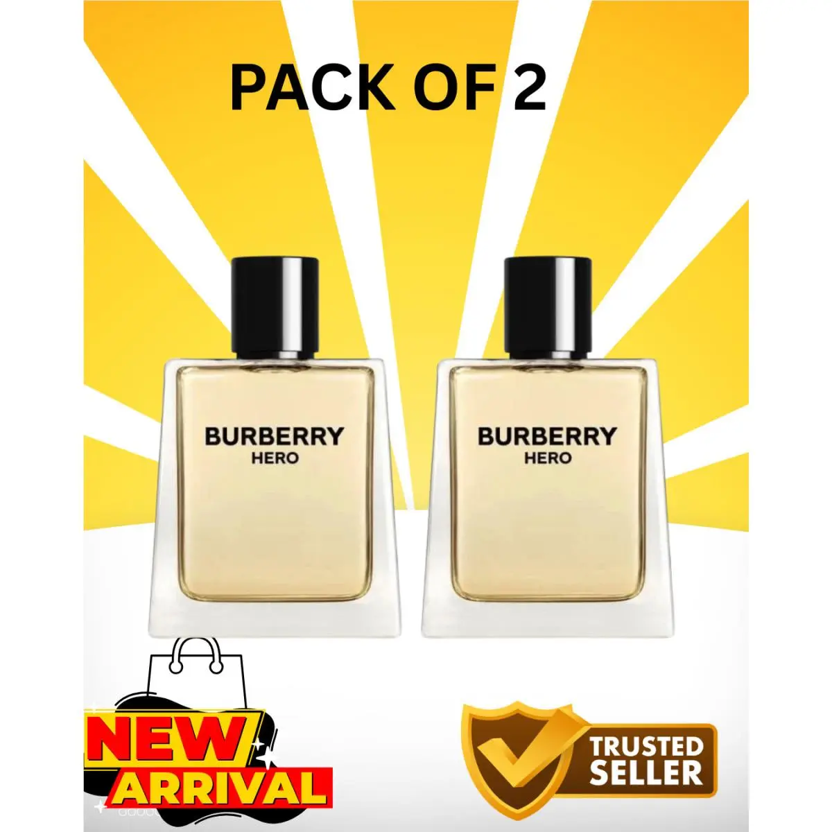 Pack OF 2 Burberry Hero 3.3 oz/100 ml Edt Cologne For Men Spray
