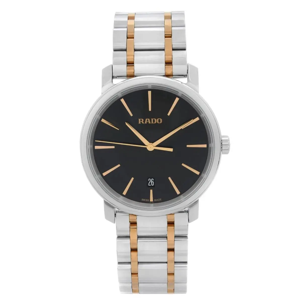 Rado Men’s Diamaster Black Dial Two-tone Watch - R14078163 Box