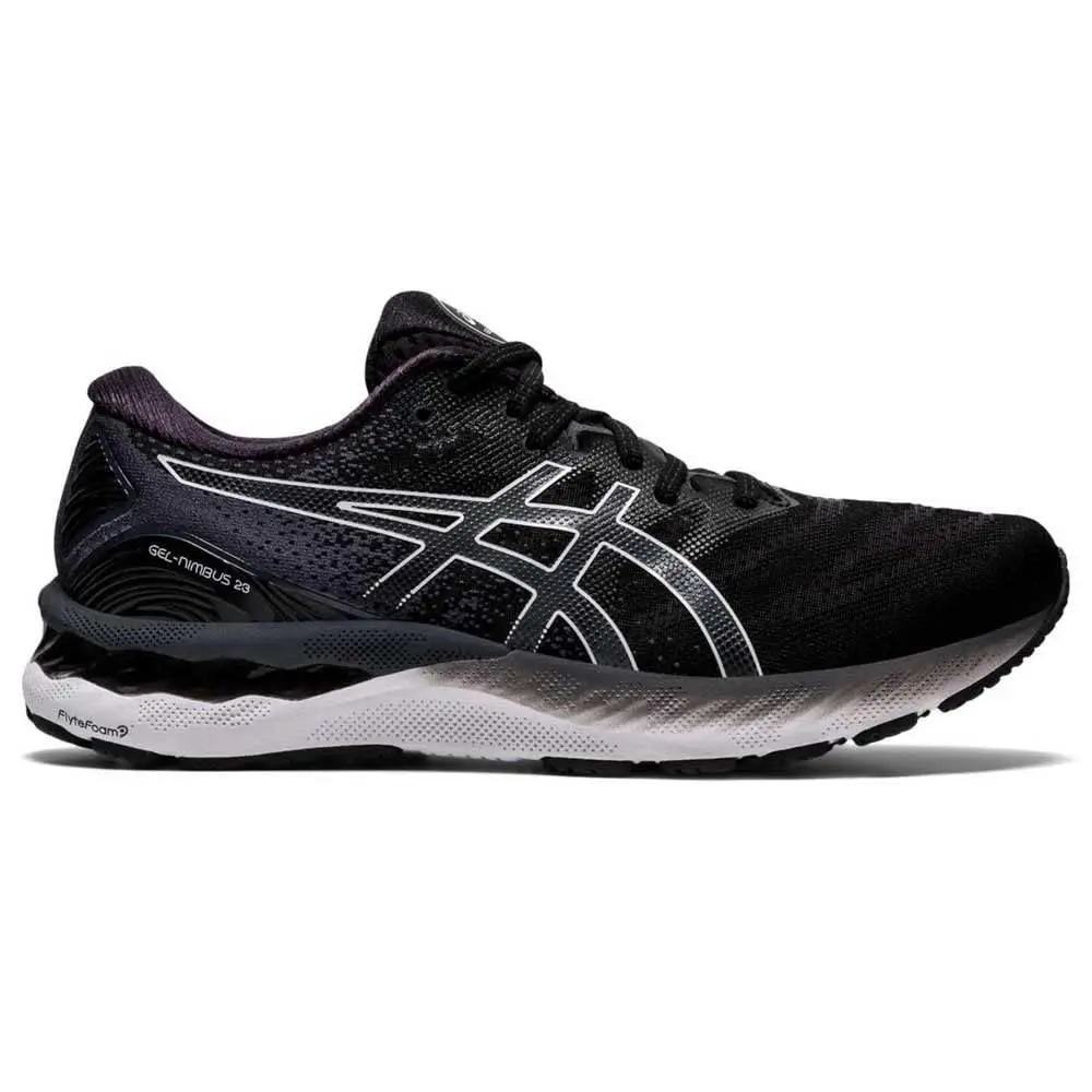 Size 11- Asics Men`s Gel Nimbus 23 Black/ White 1011B004-001 - Black